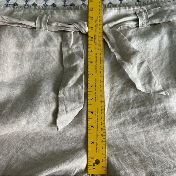 Chicos Size 3 16R Belted Linen Crop Pants Beige Tan Lightweight Breathable Beach - Picture 9 of 12